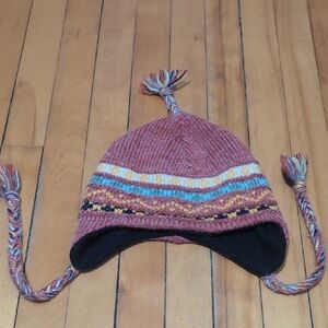 Vintage 90s Merkley Ski Pink/Multicolor Hat with Tassels Made In Canada 🇨🇦